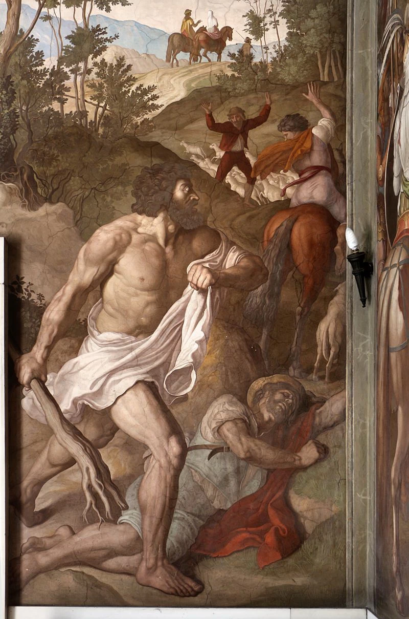 Affreschi di casa Massimo - Angelica, Ferrau e Rinaldo, dettaglio 1, Stanza di Ariosto, Villa Giustiniani Massimo, Roma